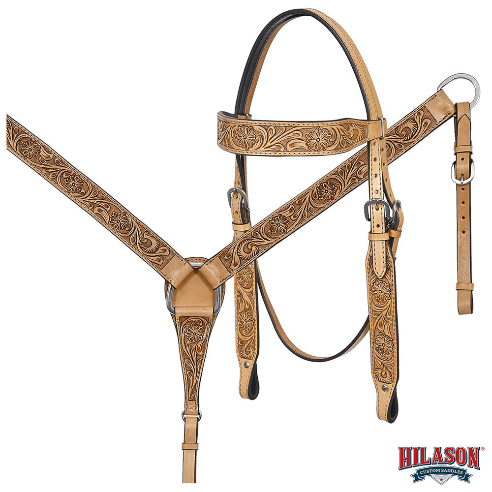 Tan HILASON Western Horse Saddle American Leather Barrel Flex Tree Trail