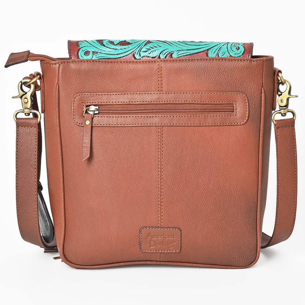American Darling Hand-Tooled Full Grain Leather Crossbody Bag Vegetable Tanned