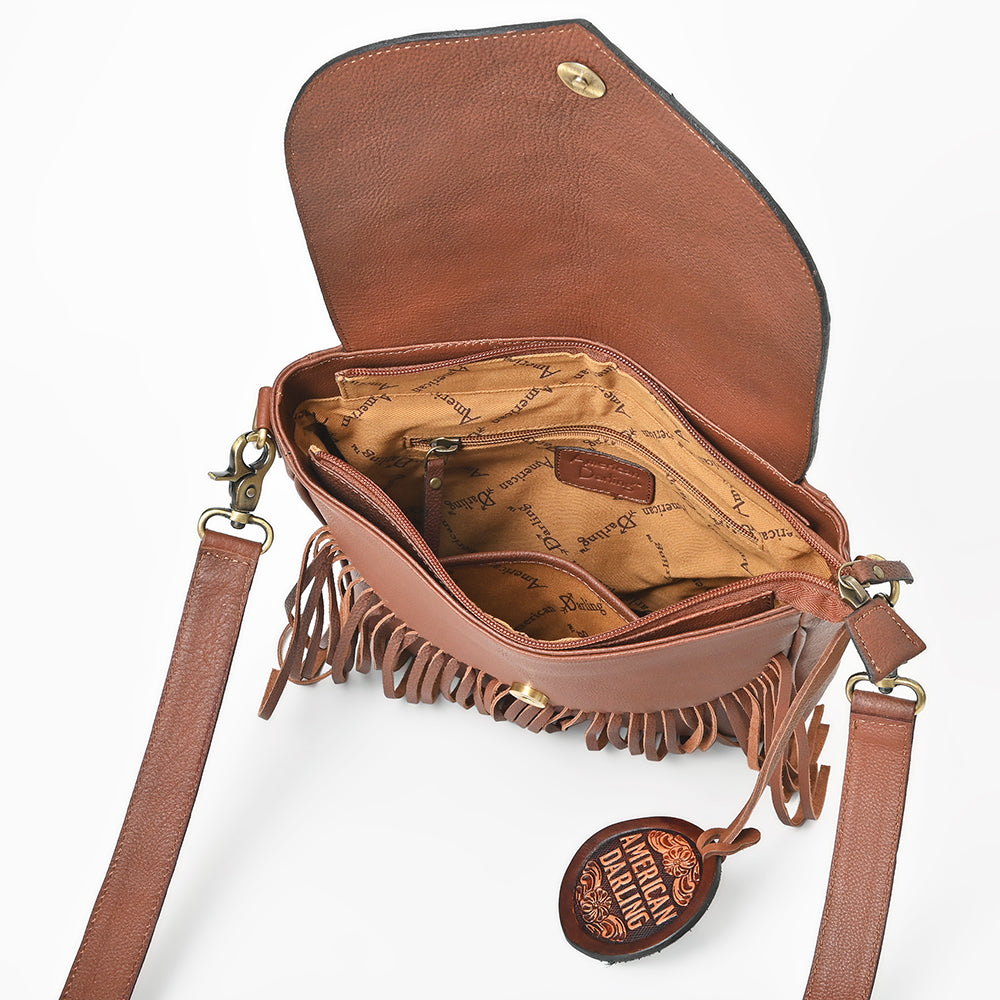 American Darling Hand-Tooled Full Grain Leather Crossbody Bag Vegetable Tanned