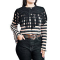 American Darling Women’s Genuine Suede Leather Fringe Vest - Western Cropped Cowgirl Yoke Black Boho Fringe Cape