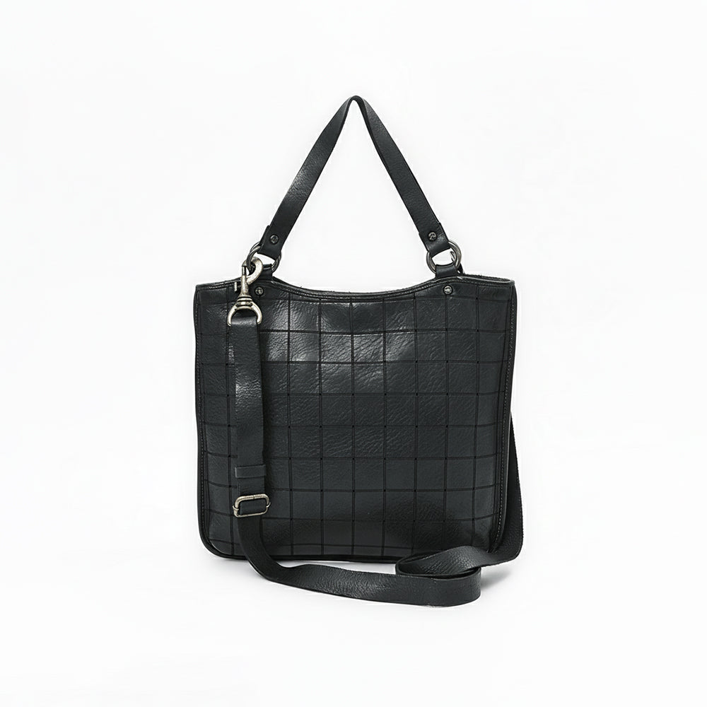 Spaghetti Western Black Croc-Embossed Shoulder Bag