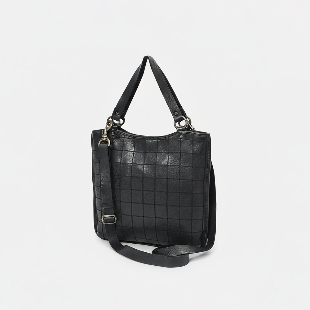 Spaghetti Western Black Croc-Embossed Shoulder Bag