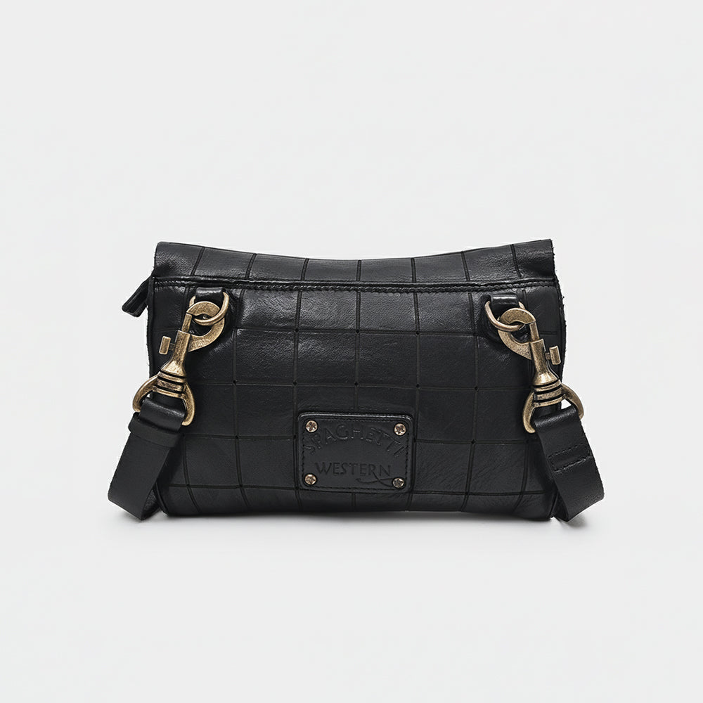 Spaghetti Western Full Grain Leather Small Crossbody Bag for Women – Slim Flap Shoulder Bag with Magnetic Closure