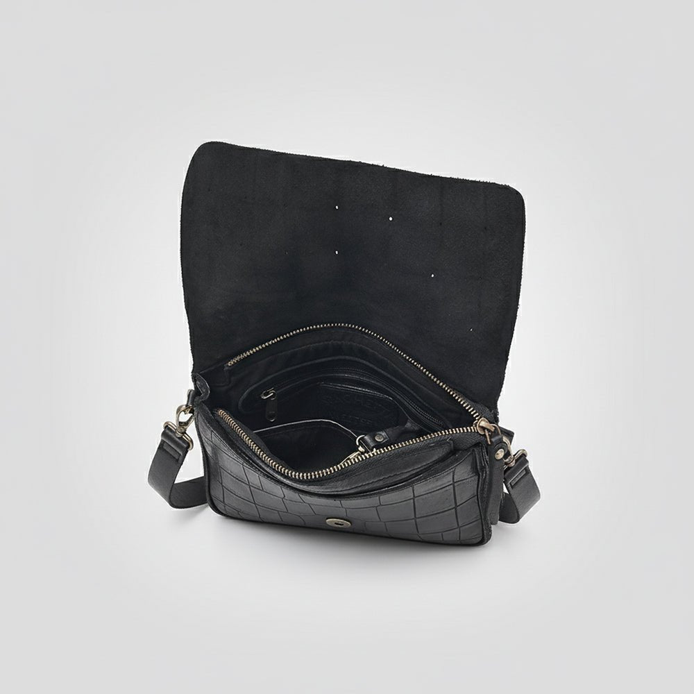 Spaghetti Western Black Hand-Dyed Small Crossbody Bag
