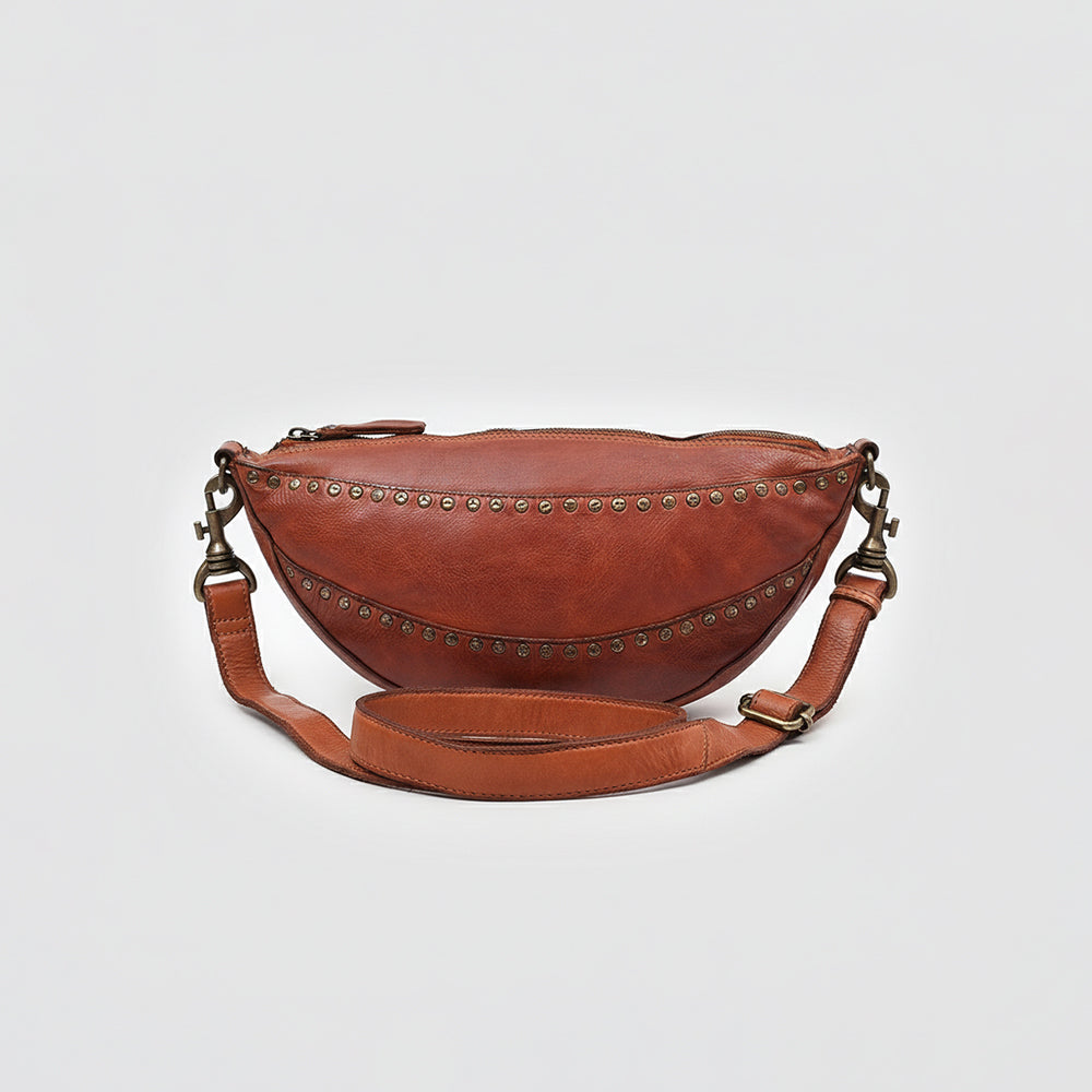 Spaghetti Western Bronzaro Leather Crescent Sling Bag Handcrafted Vegetable Tanned Full Grain Leather Crossbody