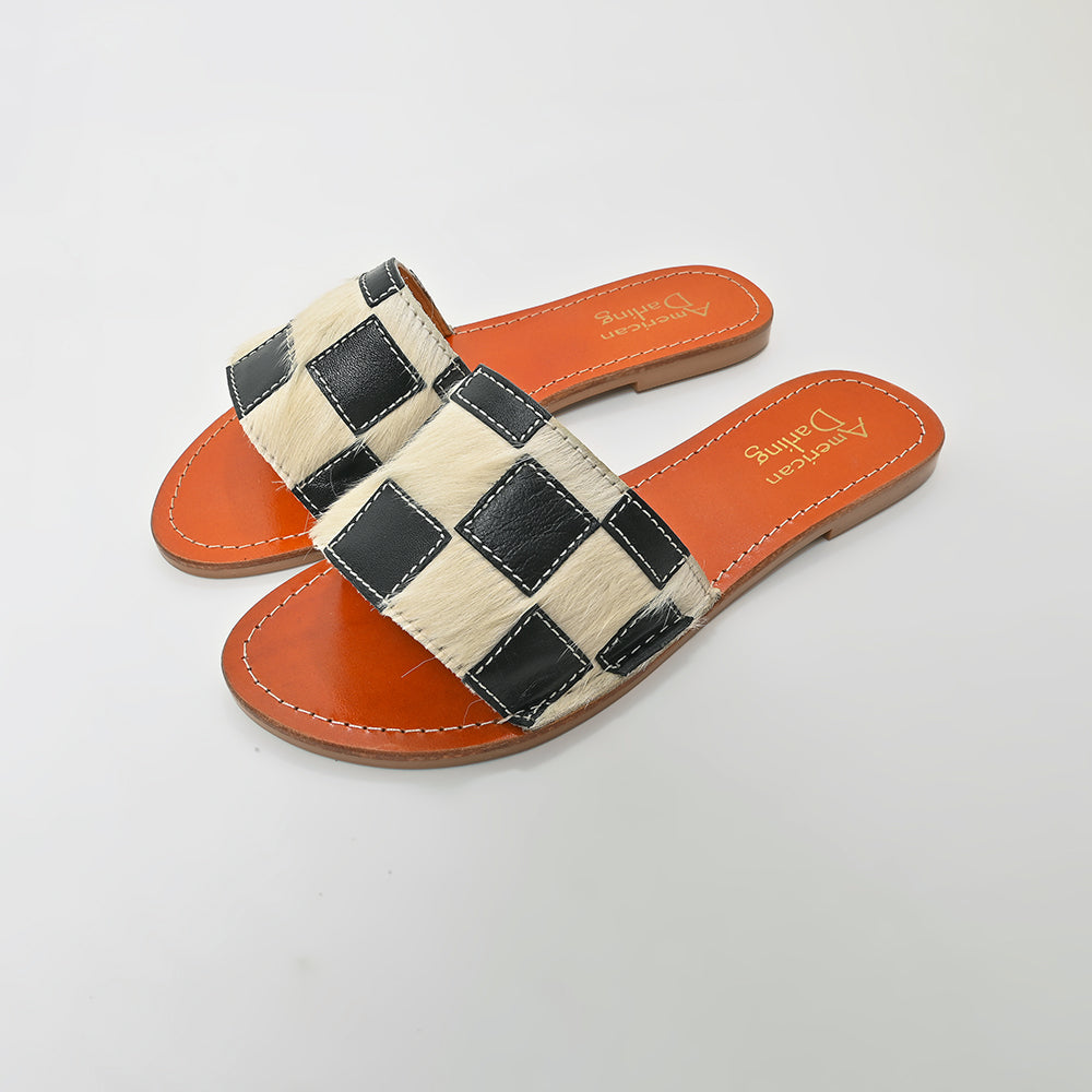 American Darling Handcrafted Checkerboard Hair-On Western-Chic Luxury Meets Every-Day Comfort