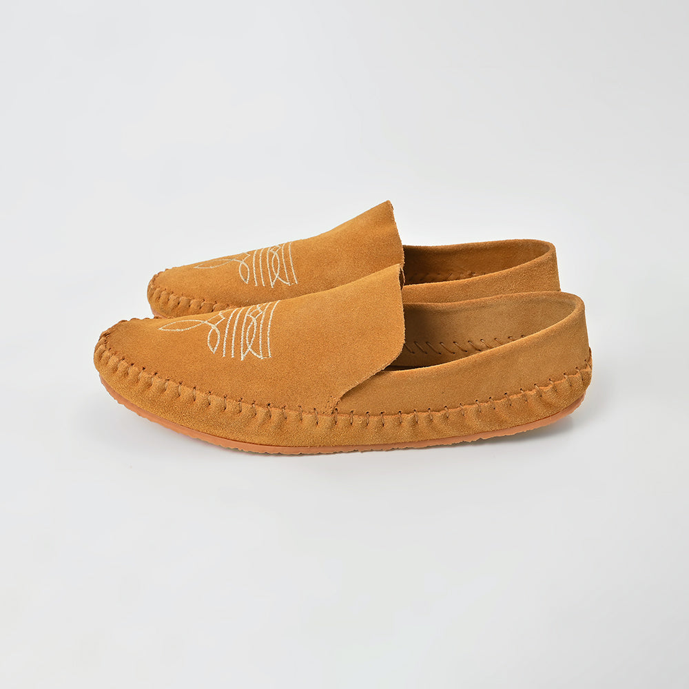 American Darling Handmade Suede Mule Shoes for Women Slip-On Closed Toe Casual Loafer Embroidered Comfortable Flat Footwear