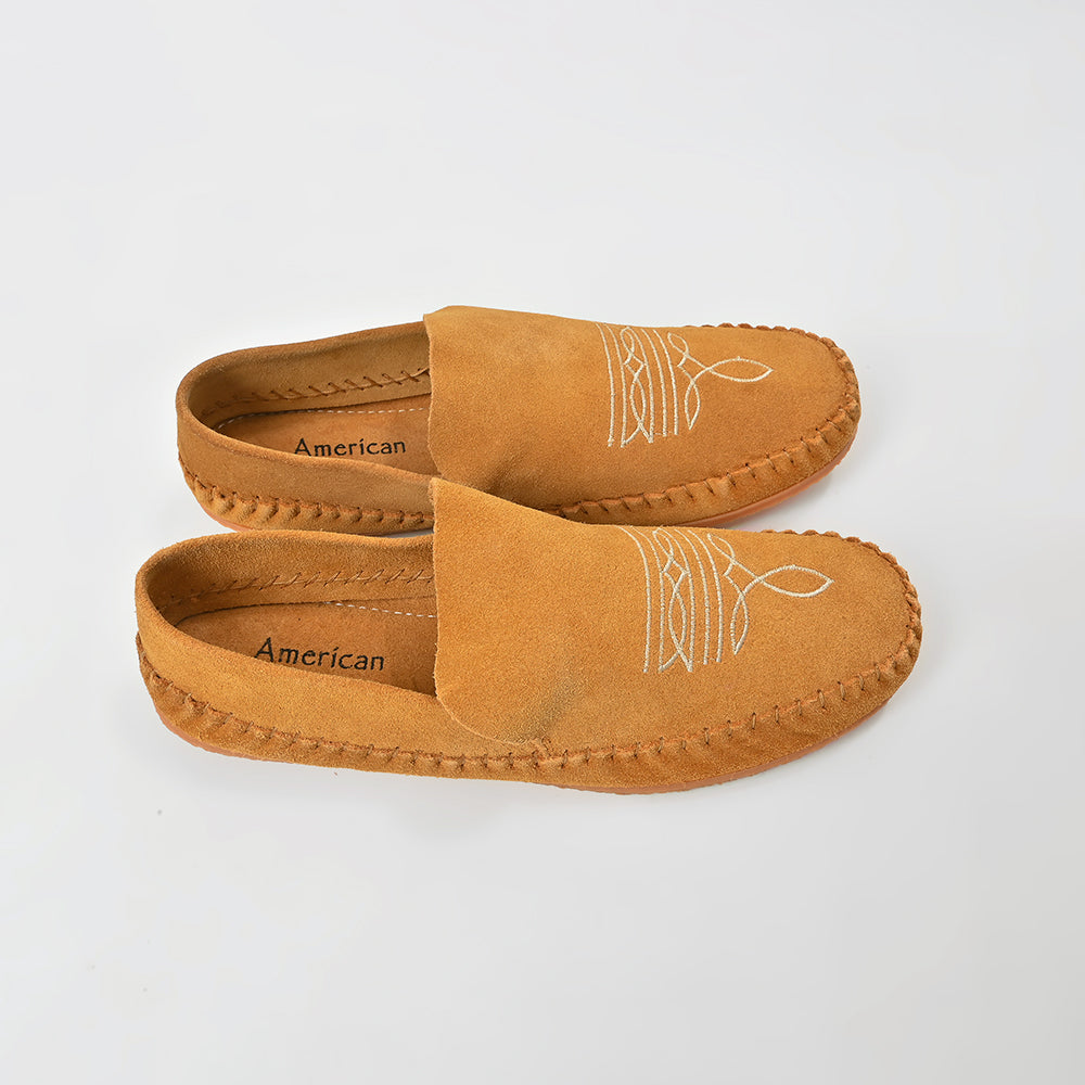 American Darling Handmade Suede Mule Shoes for Women Slip-On Closed Toe Casual Loafer Embroidered Comfortable Flat Footwear