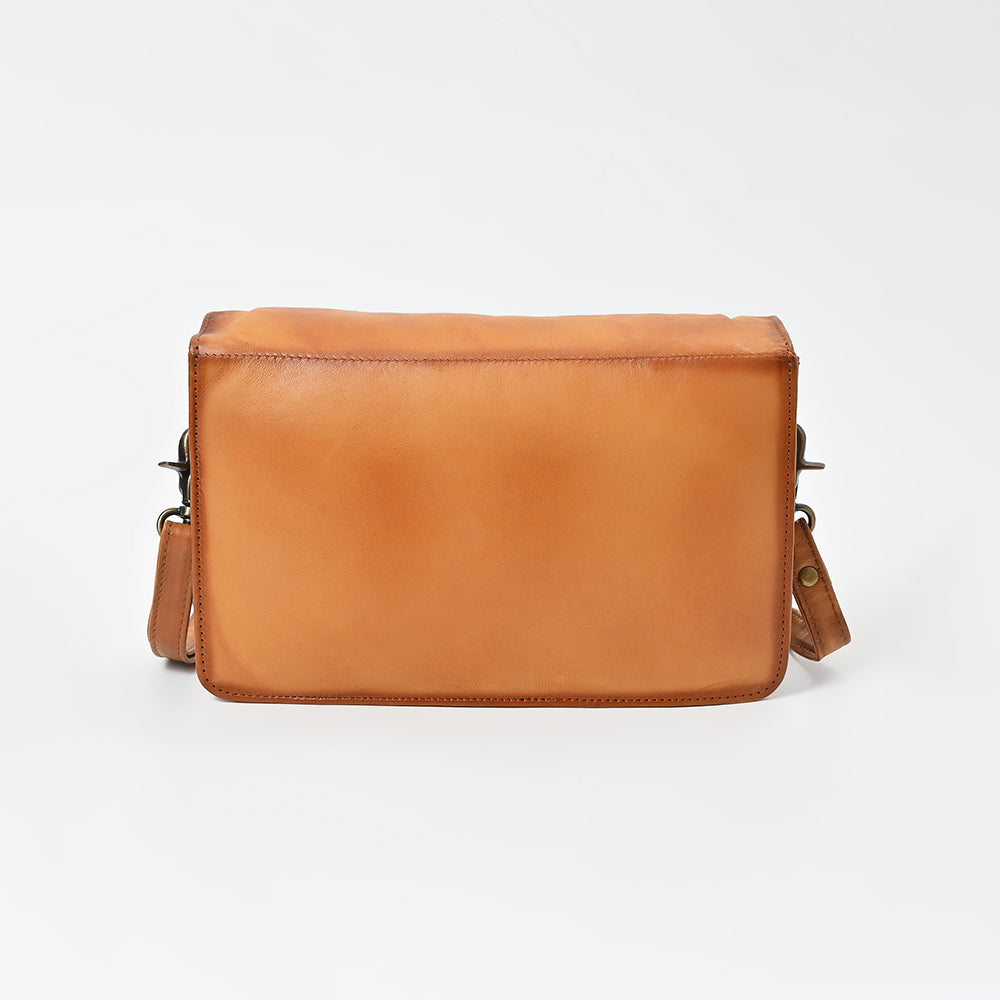 American Darling Genuine Leather Crossbody Wallet for Women, Tan Leather Western Shoulder Clutch Purse