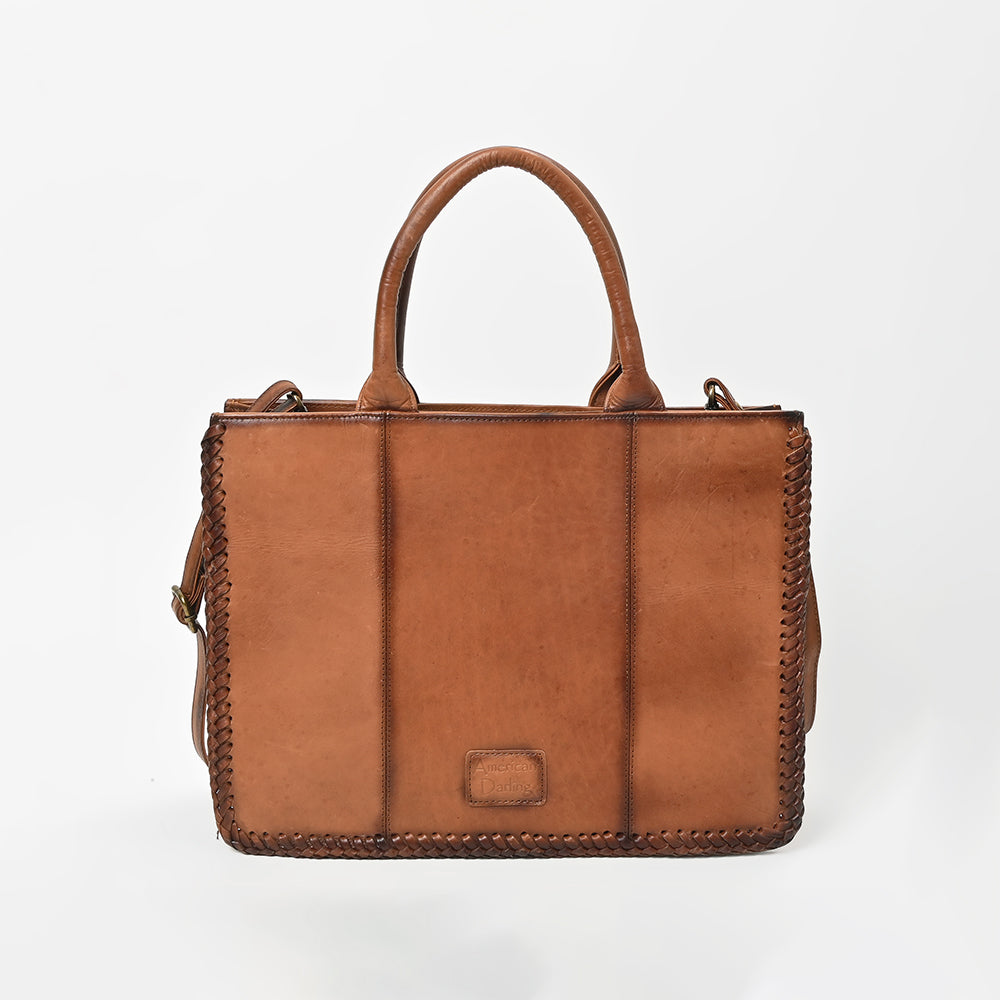 American Darling Western Leather Tote Bag Vintage Studded Fringe Satchel Handbag Crossbody Purse for Women Brown