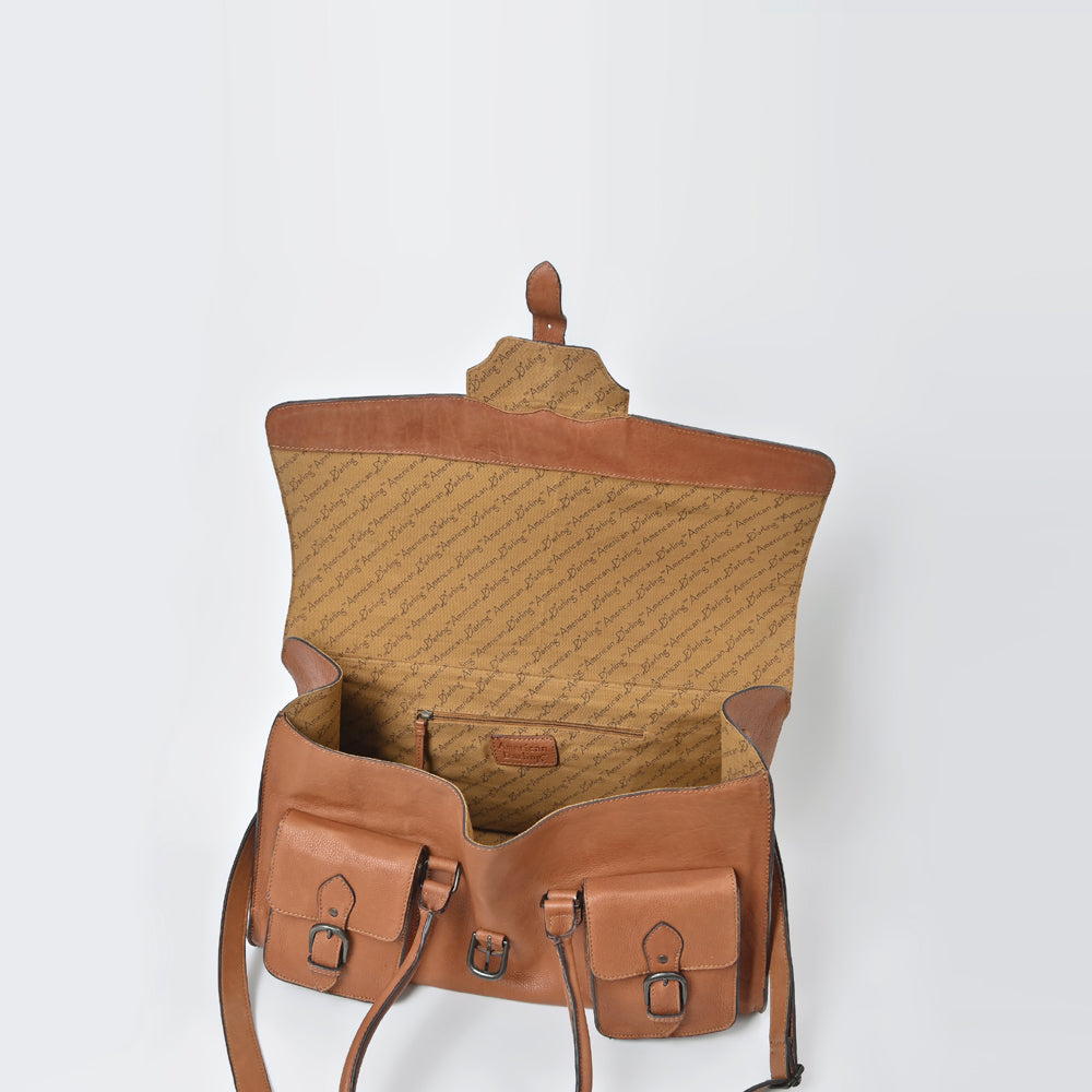 American Darling Hand-Tooled Genuine Leather Briefcase Bag