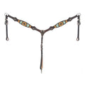 HILASON Breast Collar Floral Hand-Painted Turquoise Premium Skirting Leather