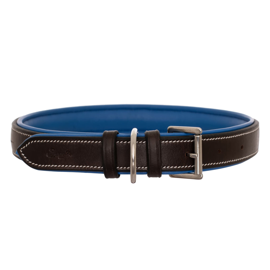 ExionPro Fancy Stitched Padded Leather Dog Collar - Blue Padding by Bridles & Reins - alternate view 3