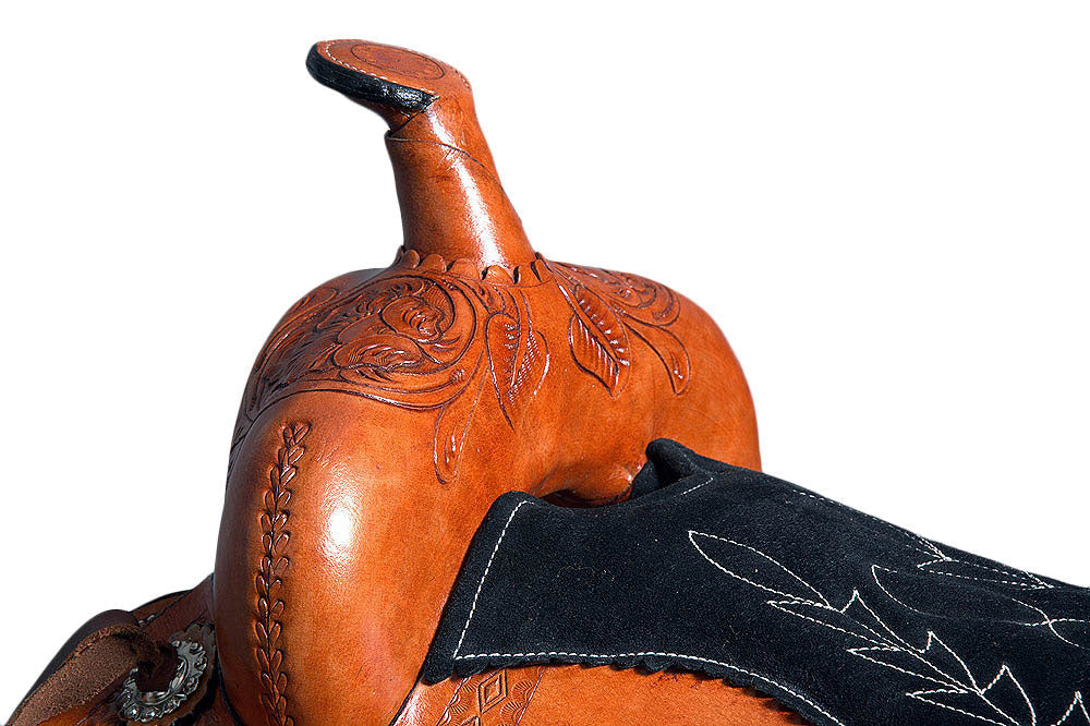 Comfytack Premium Western Leather Horse Saddle – Hand-Tooled Floral Design, Comfortable Fit, Durable Riding Tack