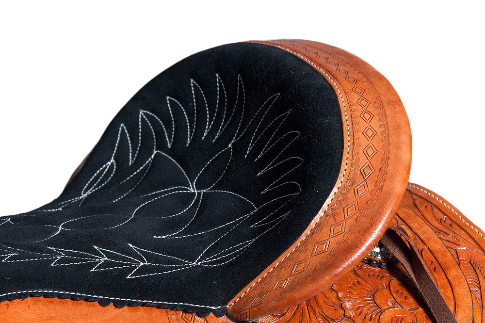 Comfytack Premium Western Leather Horse Saddle – Hand-Tooled Floral Design, Comfortable Fit, Durable Riding Tack