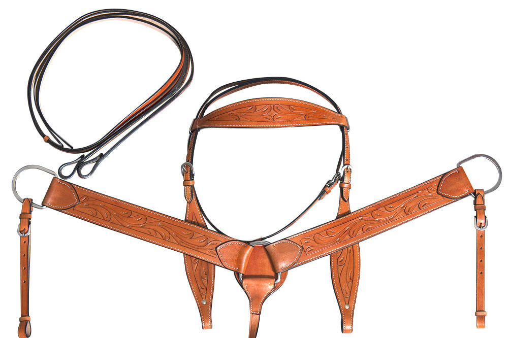 Comfytack Premium Western Leather Horse Saddle – Hand-Tooled Floral Design, Comfortable Fit, Durable Riding Tack