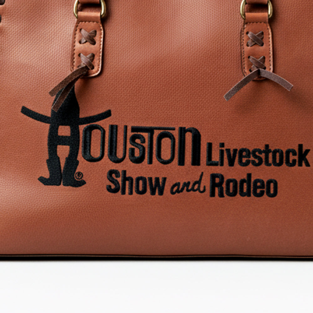 Magnolia Rodeo Genuine Leather Embroidered Tote Bag Black | Houston Livestock Show and Rodeo