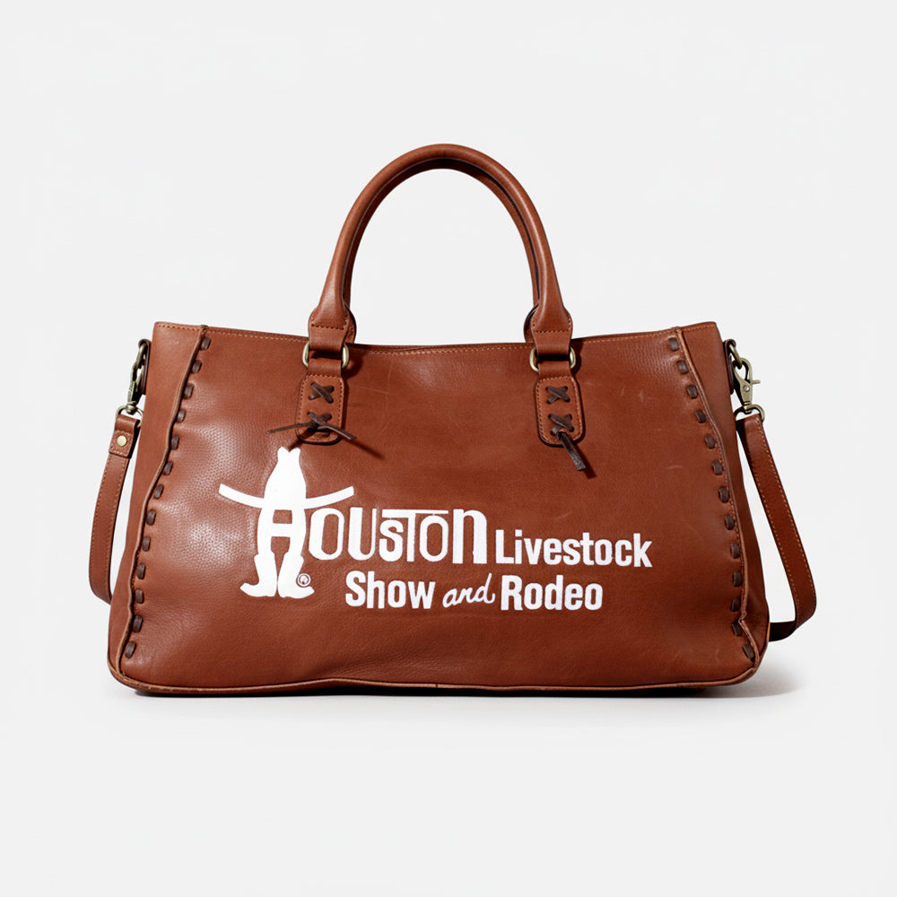 Magnolia Rodeo Genuine Full-Grain Leather Embroidered Tote Bag White | Houston Livestock Show and Rodeo