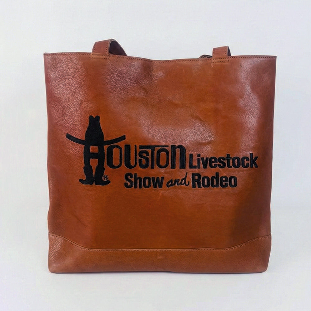 Everyday Rodeo Genuine Leather Black Embroidered Tote Bag | Houston Livestock Show and Rodeo