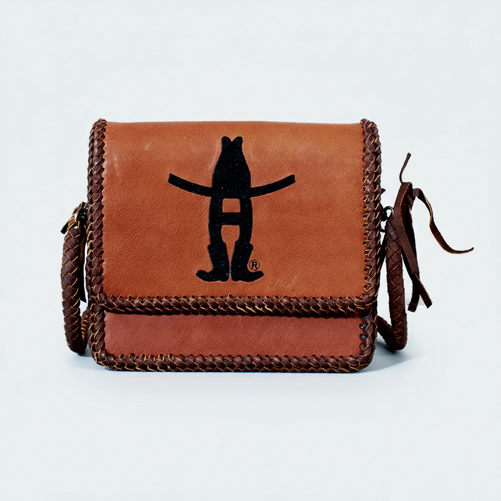Frontier Rodeo Genuine Leather  Black Embroidered Crossbody Bag | Houston Livestock Show and Rodeo