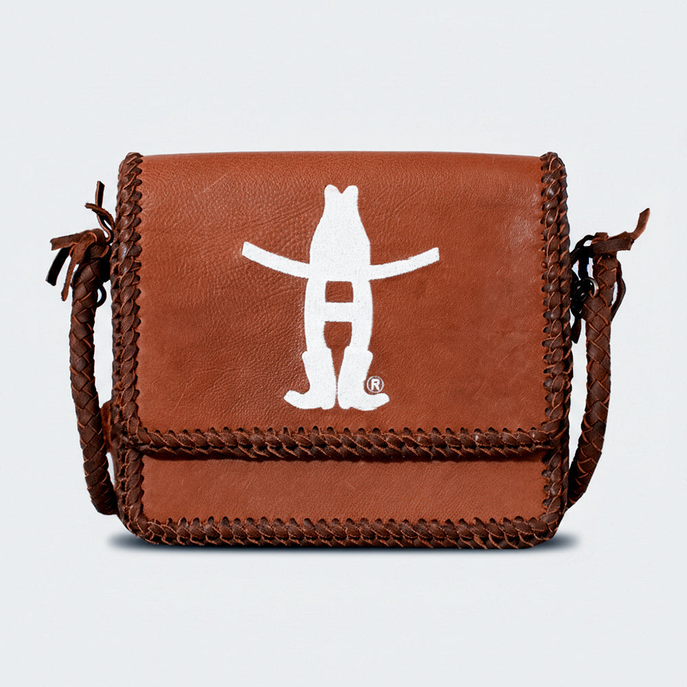 Frontier Rodeo Genuine Leather White Embroidered Crossbody Bag | Houston Livestock Show and Rodeo