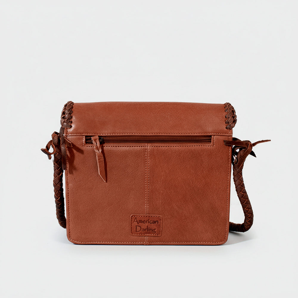 Frontier Rodeo Genuine Leather White Embroidered Crossbody Bag | Houston Livestock Show and Rodeo