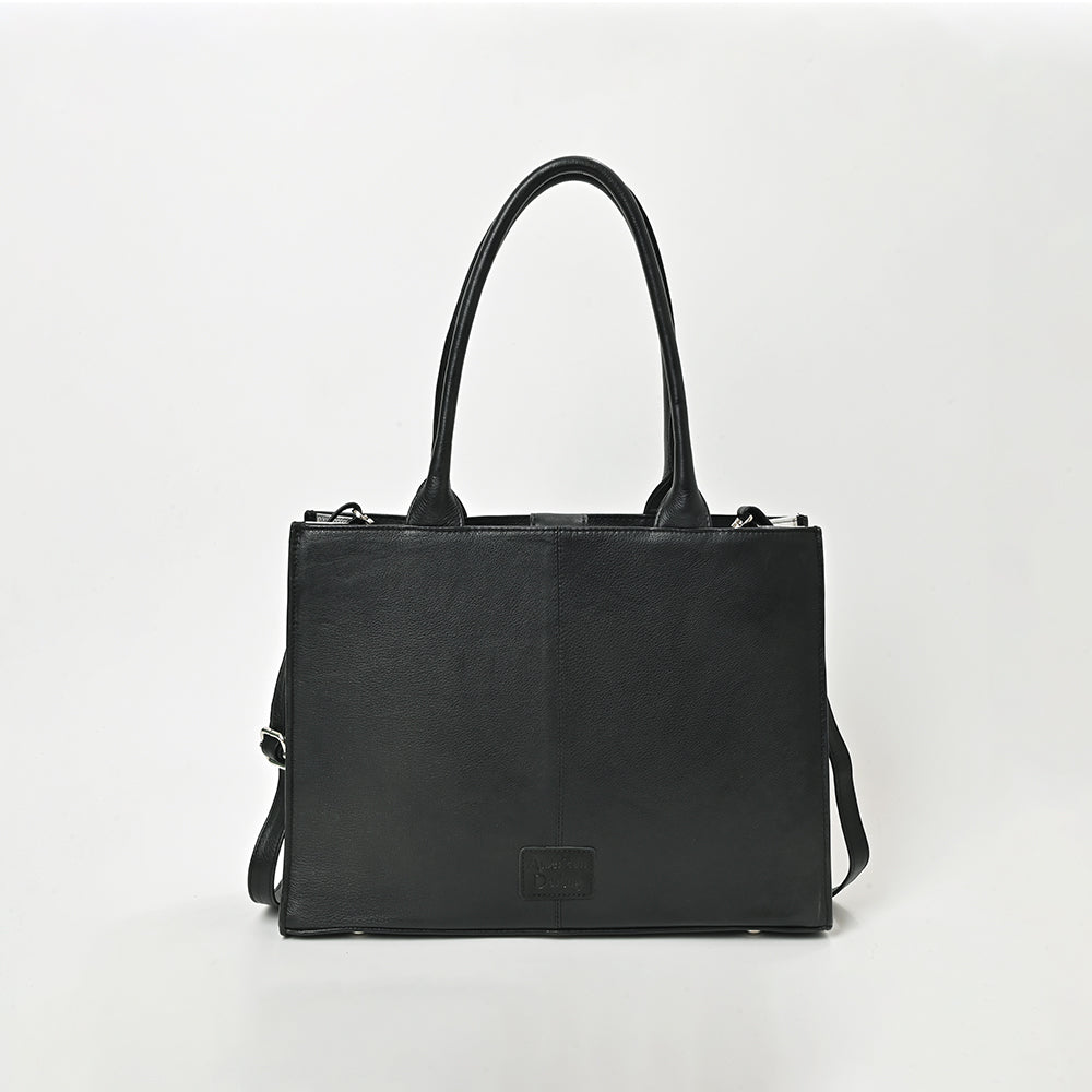 American Darling Black & Silver Checkered Leather Tote Bag with Studded Detail