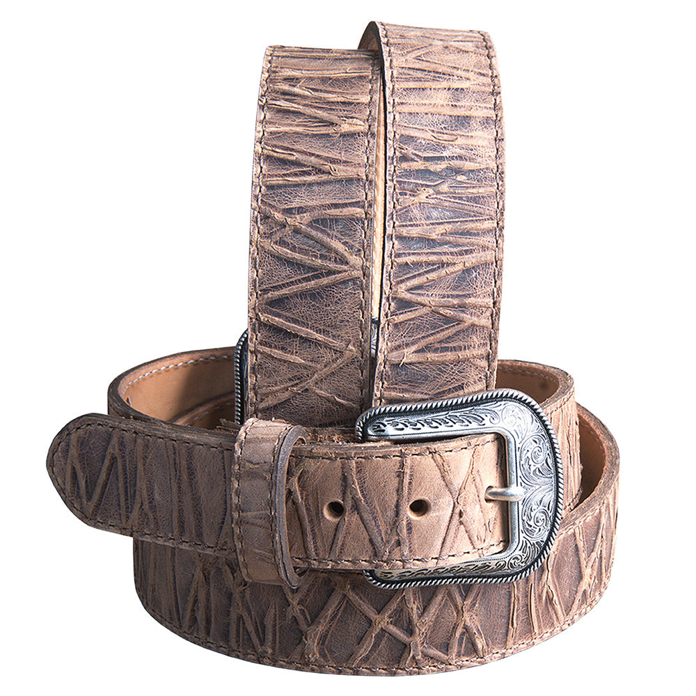 3D Western Men's Genuine Leather Embossed Tan/Brown Belt Western Style