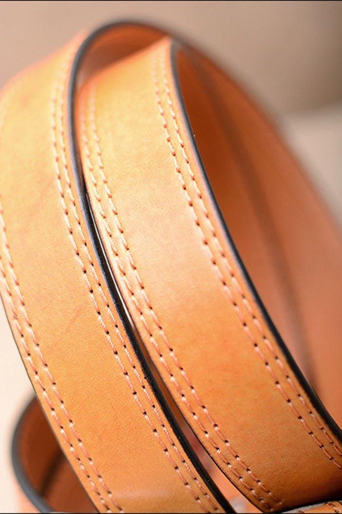 HILASON Western Genuine Leather Belt Mens Classic Tan with Silver Buckle