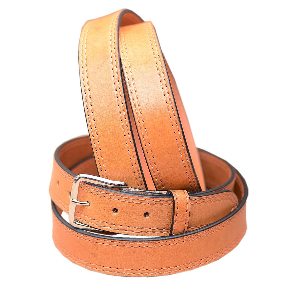 HILASON Western Genuine Leather Belt Mens Classic Tan with Silver Buckle