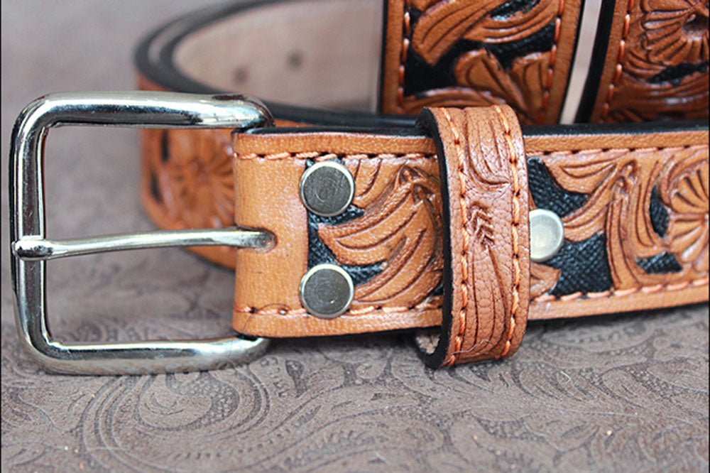 46" HILASON HAND MADE HEAVY DUTY BUFFALO HIDE LEATHER STICHED BELT –