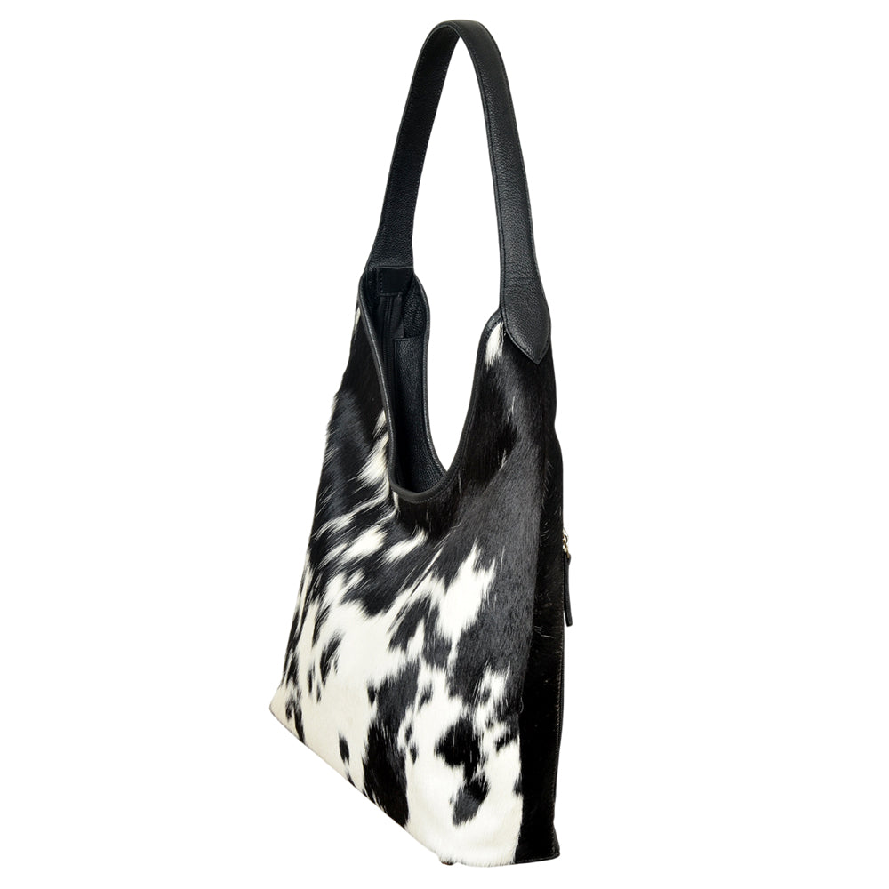 American Darling Black & White Genuine Cowhide Hobo Shoulder Bag