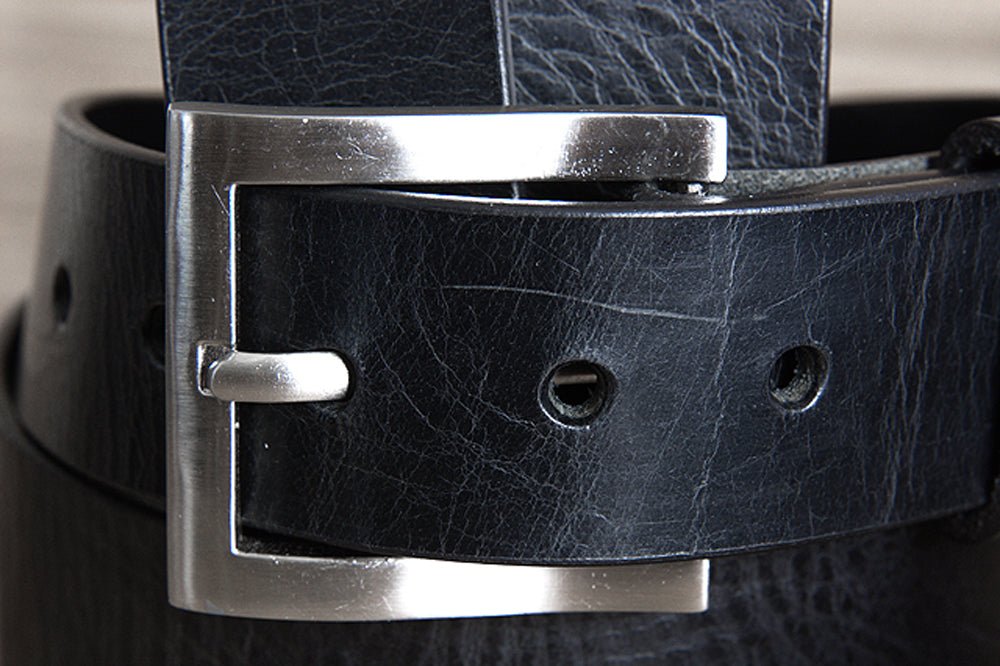 Black Western Genuine Leather Belt With Silver Buckle