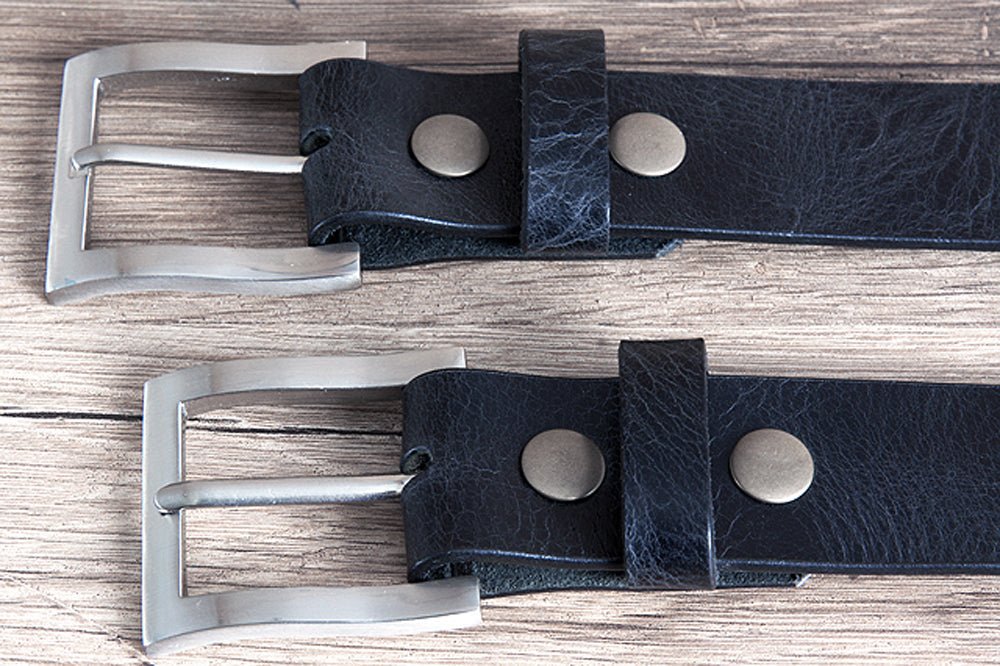 Black Western Genuine Leather Belt With Silver Buckle