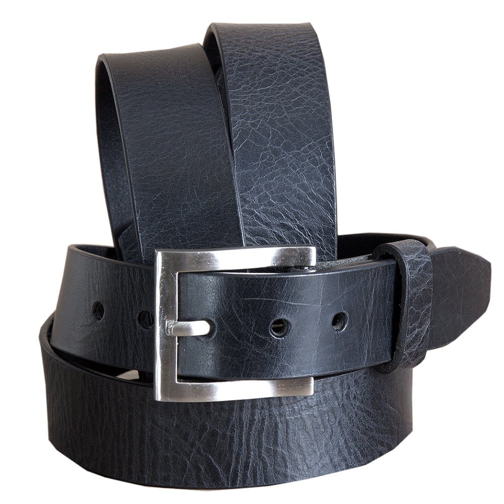 Black Western Genuine Leather Belt With Silver Buckle