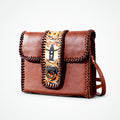 Laurel Rodeo Hand-Tooled Genuine Leather Crossbody Shoulder Bag Brown | Houston Livestock Show and Rodeo