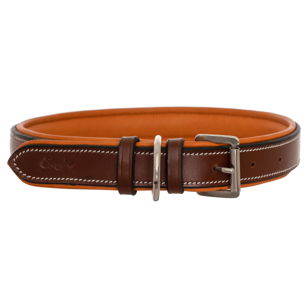 ExionPro Fancy Stitched Padded Leather Dog Collar - Conker Padding by Bridles & Reins - alternate view 4