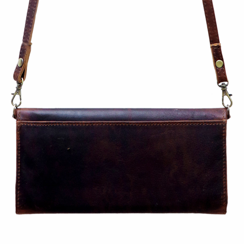 American Darling Small Cross body Bag Genuine Vegetable Tanned Leather Wallet Purse Western Handbag 4in x 1in x 8in