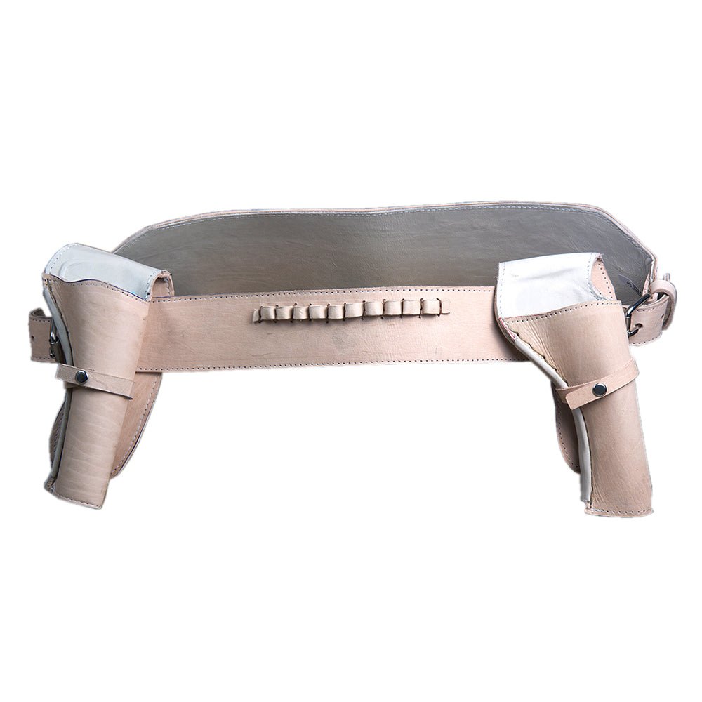 Hilason Double Barrel .45 Caliber Leather Cowboy Gun Holster Belt – Western Dual Revolver Holster Ri