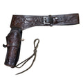 Hilason 46" Right Hand Tooled Leather Western Cowboy Gun Rig Holster Belt for .44 / .45 Caliber Revolver – Brown