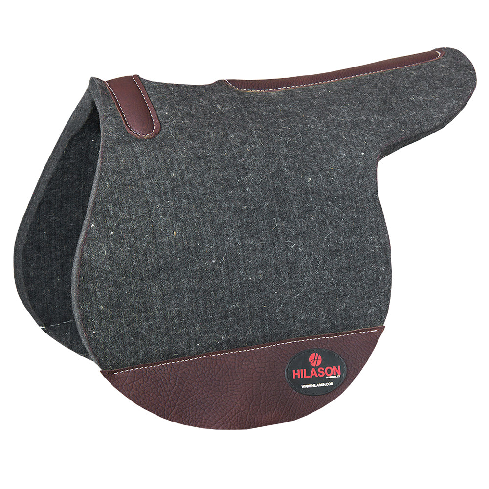 Hilason Horse Felt Saddle Pad with Leather Wear Guards – Western Contoured Back Pad Grey