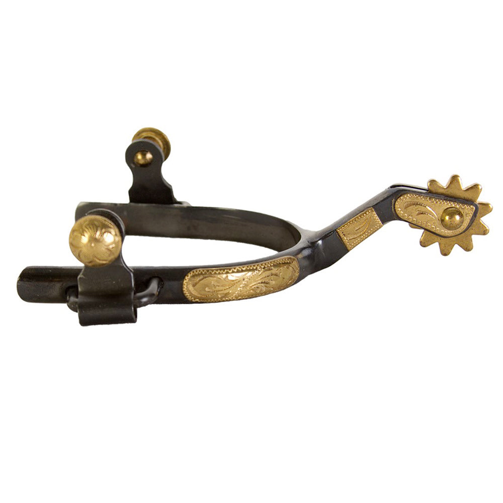 HILASON Ladies' Antique Brown Western Spurs with Hand-Engraved Brass Trim – 1/2" Band & 2" Shank & 2 3/4" Width