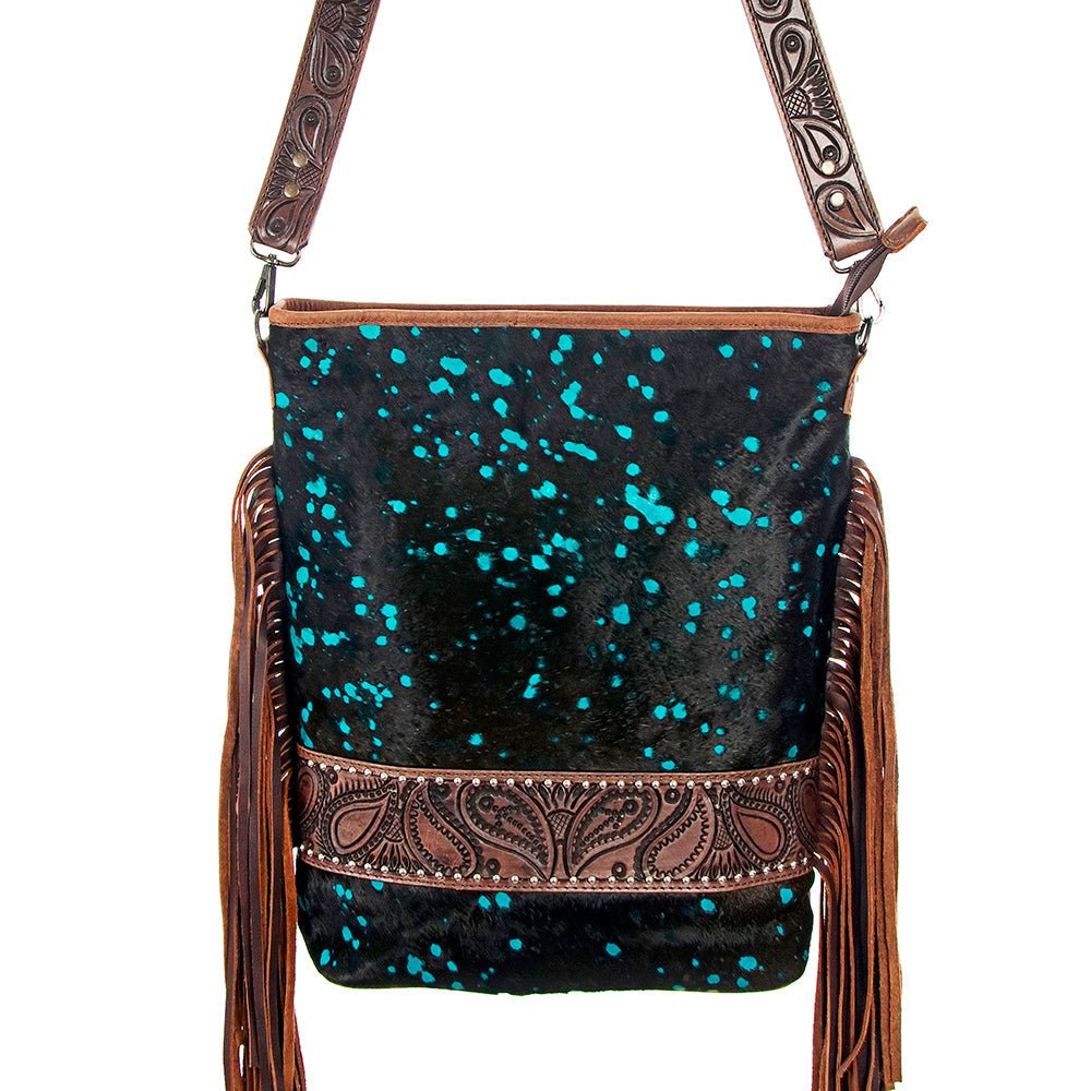 American Darling Large Crossbody Hand Tooled Hair-On Genuine Leather