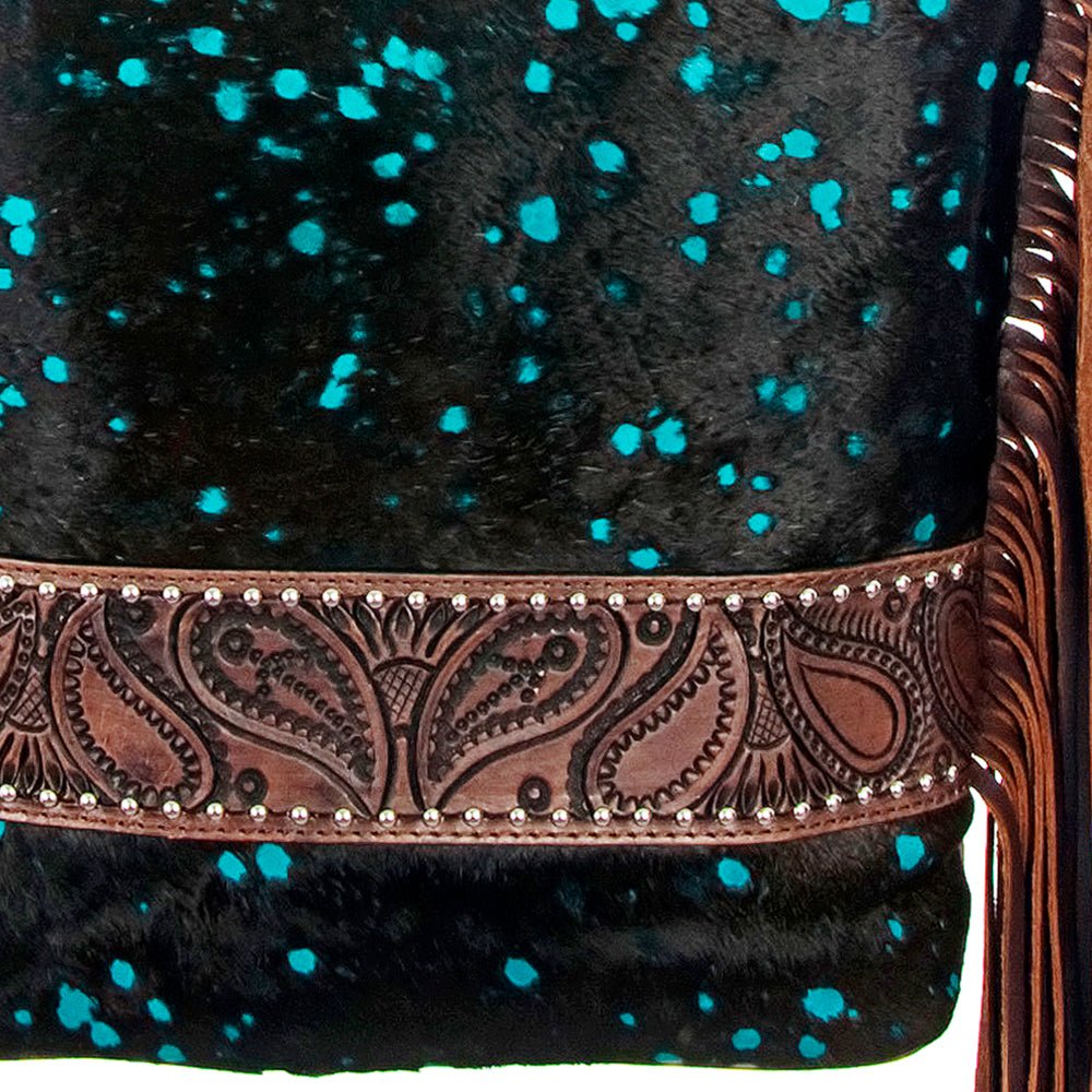 American Darling Large Crossbody Hand Tooled Hair-On Genuine Leather