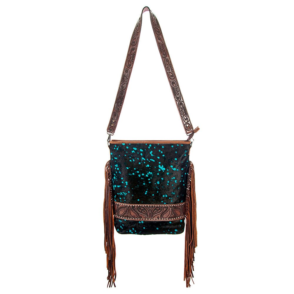 American Darling Large Crossbody Hand Tooled Hair-On Genuine Leather