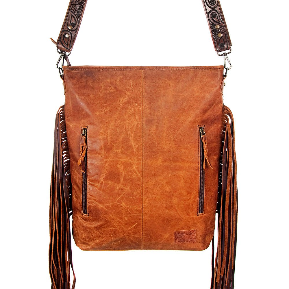American Darling Large Crossbody Hand Tooled Hair-On Genuine Leather