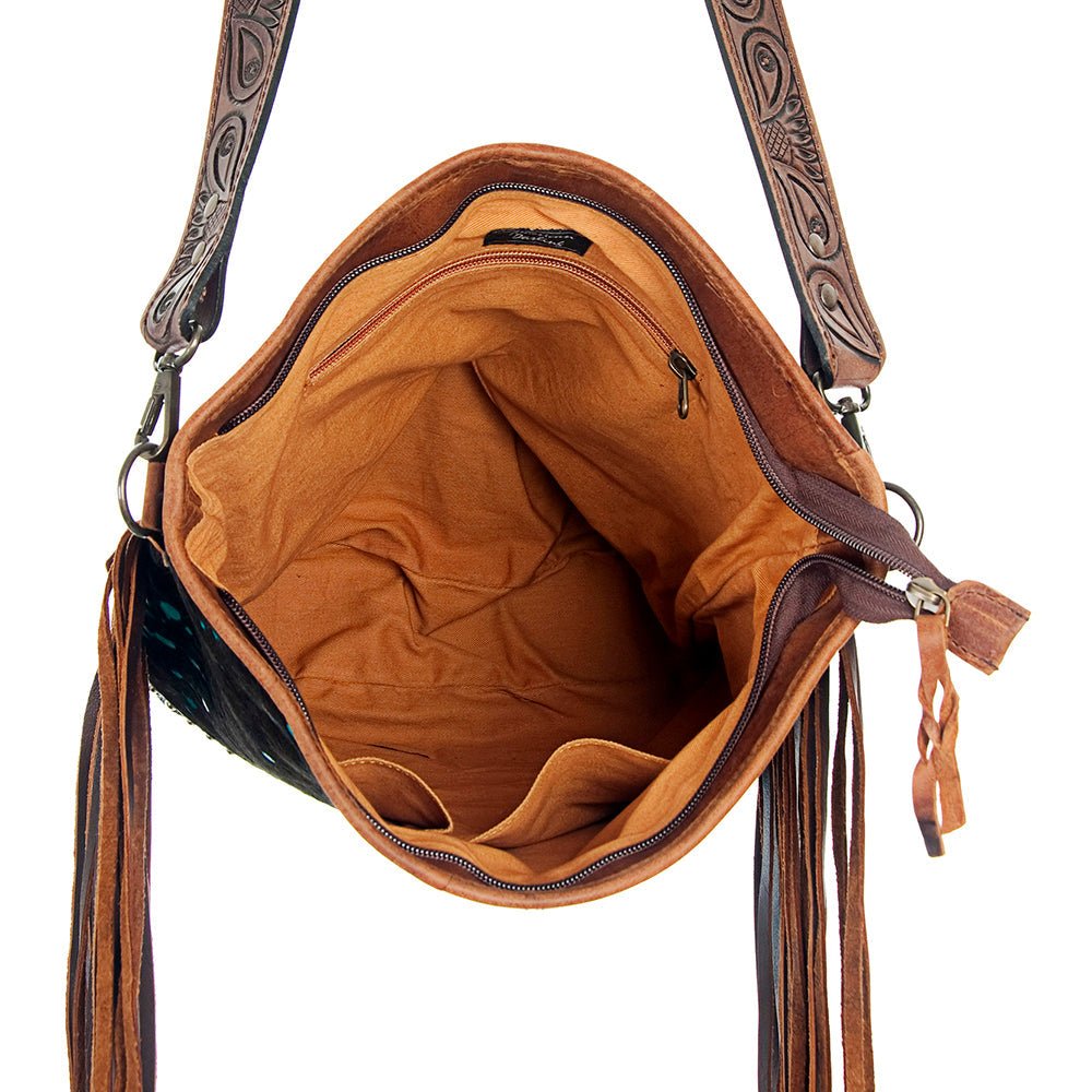 American Darling Large Crossbody Hand Tooled Hair-On Genuine Leather
