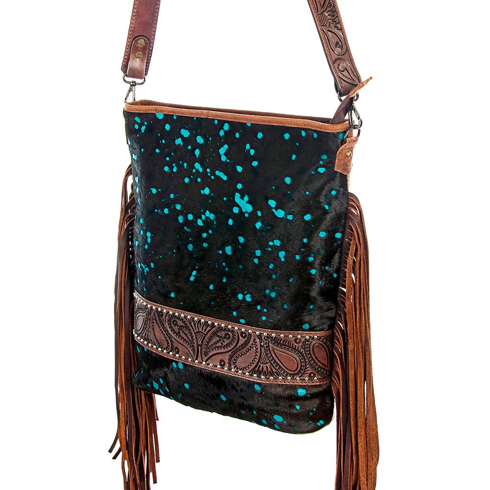 American Darling Large Crossbody Hand Tooled Hair-On Genuine Leather