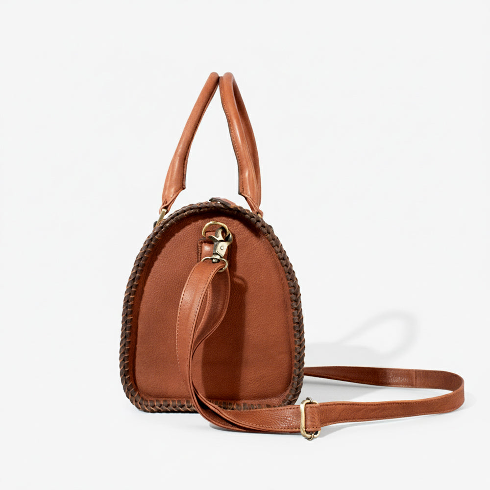 Heirloom Legacy Rodeo Genuine Leather hand tooled Tooled speedy bag w/ Classic Top Handle Satchel