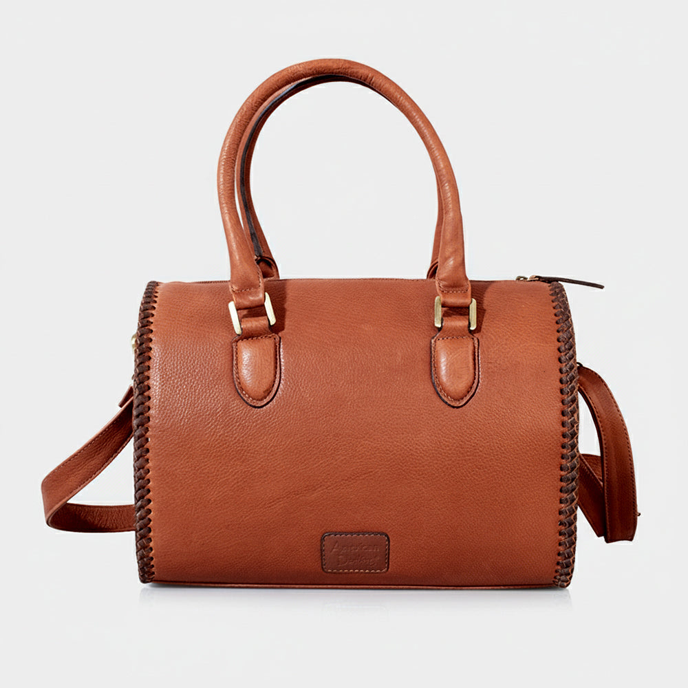 Heirloom Legacy Rodeo Genuine Leather hand tooled Tooled speedy bag w/ Classic Top Handle Satchel